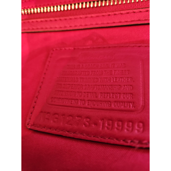 COACH Hamptons Khaki Red Signature Stripe Shoulder Tote Bag #19999 - Picture 5 of 13